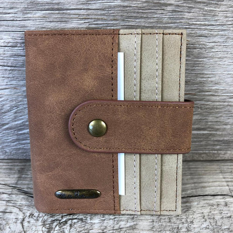 BROWN and KHAKI PU Leather Cotton Road Card Holder