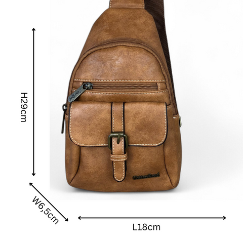 CAMEL Cotton Road PU Leather Cross Body Bag / Mini Backpack