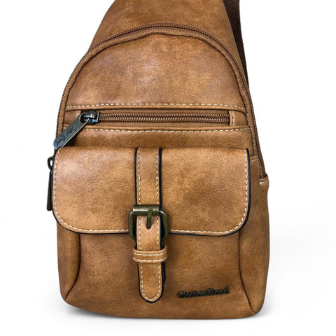 CAMEL Cotton Road PU Leather Cross Body Bag / Mini Backpack