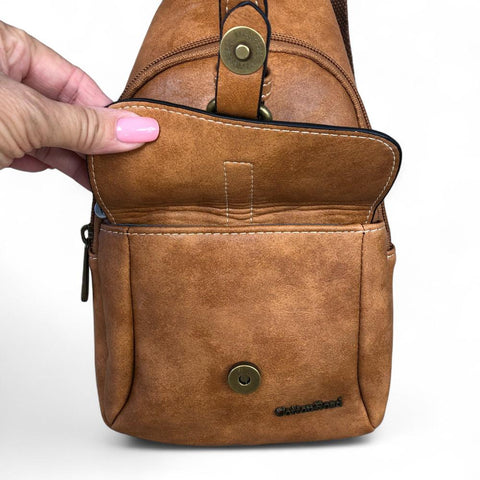 CAMEL Cotton Road PU Leather Cross Body Bag / Mini Backpack