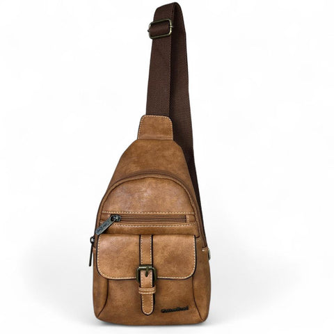 CAMEL Cotton Road PU Leather Cross Body Bag / Mini Backpack