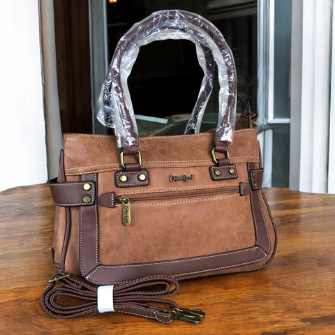 CAMEL Cotton Road PU Leather Handbag with TRIM