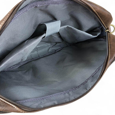 COFFEE BROWN Cotton Road PU Leather Laptop Bag with PROTEAS