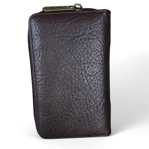 COFFEE BROWN Medium Cotton Road PU Leather Wallet with LEOPARD Print detailing