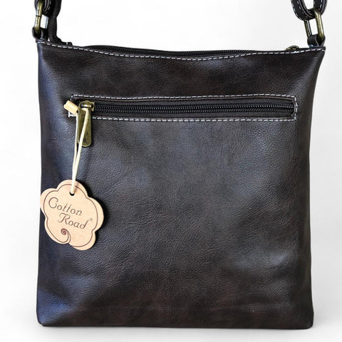 Cotton Road BROWN PU Leather Sling Bag with TOP STITCH