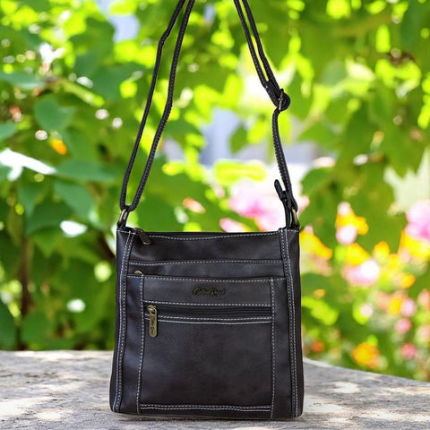 Cotton Road BROWN PU Leather Sling Bag with TOP STITCH