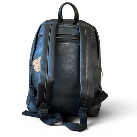 Cotton Road Backpack: BLACK PU Leather for Trips & Work