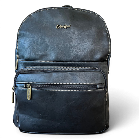 Cotton Road Backpack: BLACK PU Leather for Trips & Work