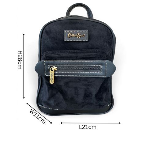 Cotton Road Backpack: BLACK SUEDE Mini PU Leather
