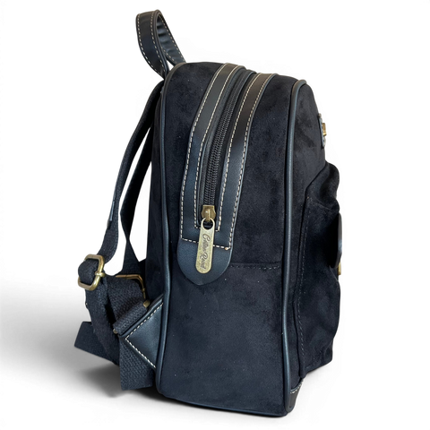 Cotton Road Backpack: BLACK SUEDE Mini PU Leather