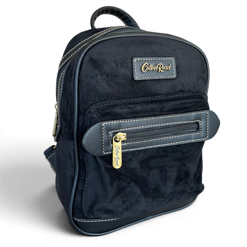 Cotton Road Backpack: BLACK SUEDE Mini PU Leather