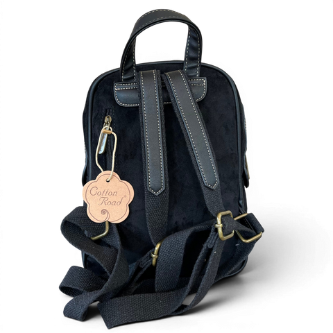 Cotton Road Backpack: BLACK SUEDE Mini PU Leather