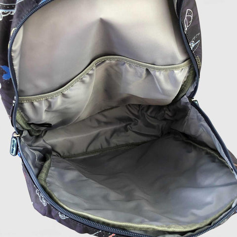 Cotton Road Backpack: BLUE Canvas Backpack with SKATEBOARD Design