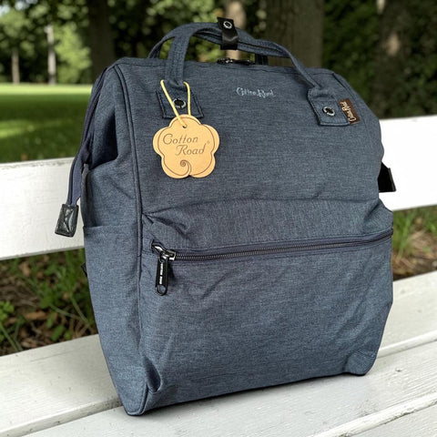 Cotton Road Backpack : BLUE Canvas USB Laptop Bag with Twin Handles
