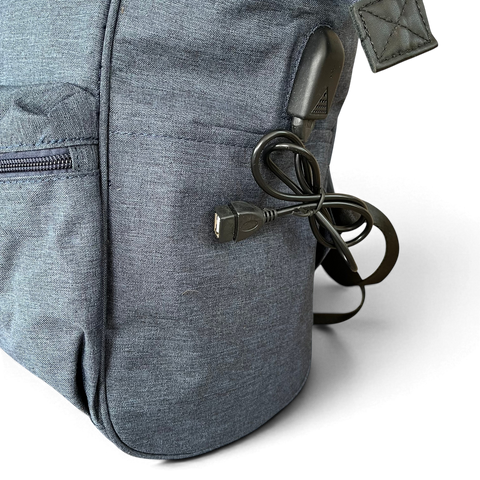 Cotton Road Backpack : BLUE Canvas USB Laptop Bag with Twin Handles