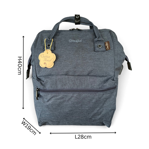 Cotton Road Backpack : BLUE Canvas USB Laptop Bag with Twin Handles