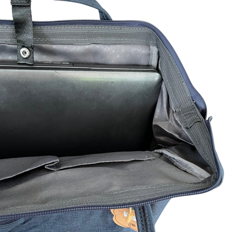 Cotton Road Backpack : BLUE Canvas USB Laptop Bag with Twin Handles