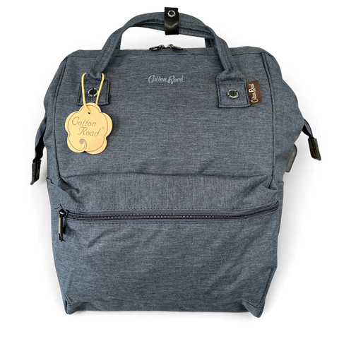 Cotton Road Backpack : BLUE Canvas USB Laptop Bag with Twin Handles