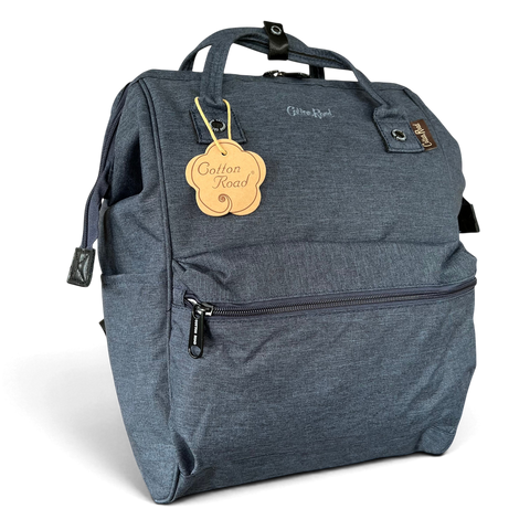 Cotton Road Backpack : BLUE Canvas USB Laptop Bag with Twin Handles