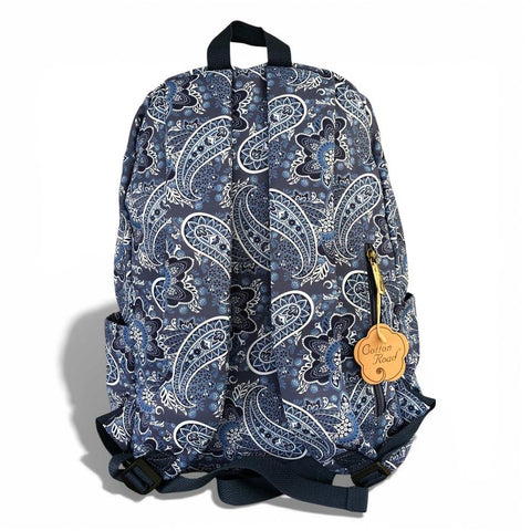 Cotton Road Backpack: BLUE PAISLEY Padded Canvas for 15'6" Laptop with Matching Sling Wallet