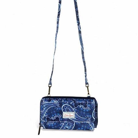 Cotton Road Backpack: BLUE PAISLEY Padded Canvas for 15'6" Laptop with Matching Sling Wallet