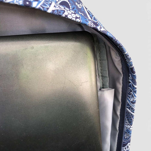 Cotton Road Backpack: BLUE PAISLEY Padded Canvas for 15'6" Laptop with Matching Sling Wallet