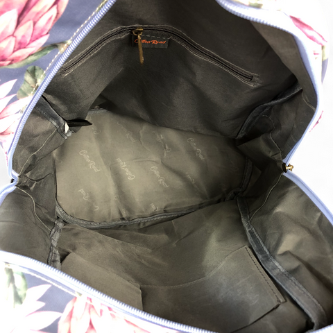 Cotton Road Backpack: BLUE PVC Backpack with PROTEAS