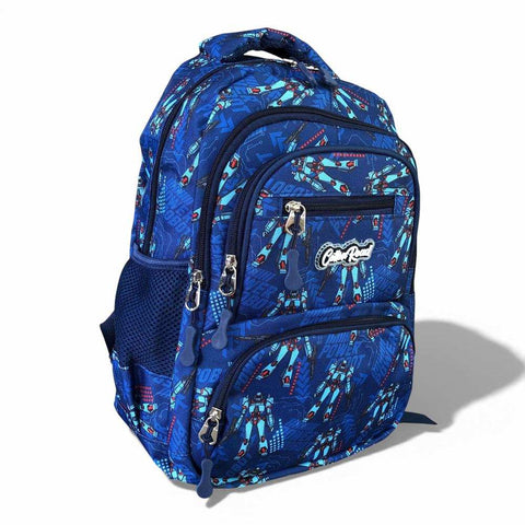 Cotton Road Backpack: BLUE ROBOTIC Canvas Kids Backpack