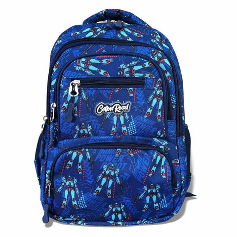 Cotton Road Backpack: BLUE ROBOTIC Canvas Kids Backpack