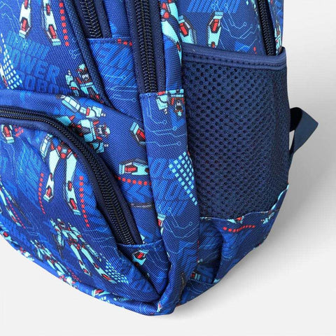 Cotton Road Backpack: BLUE ROBOTIC Canvas Kids Backpack