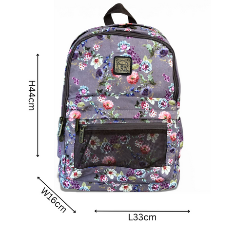 Cotton Road Backpack: BROWN FLORAL Padded Canvas Backpack for 15'6" Laptop