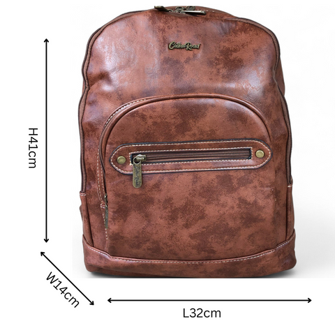 Cotton Road Backpack: BROWN PU Leather Backpack