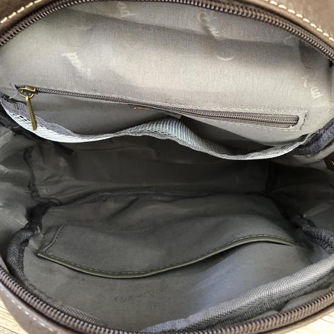 Cotton Road Backpack: BROWN PU Leather Backpack with ANIMAL Print detailing