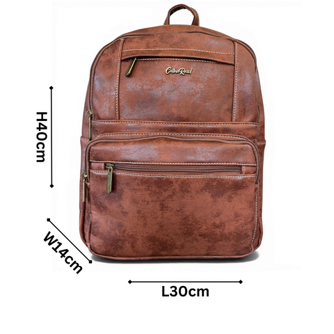 Cotton Road Backpack: BROWN PU Leather for Work & Trips