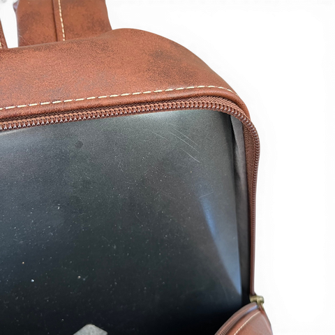 Cotton Road Backpack: BROWN PU Leather for Work & Trips
