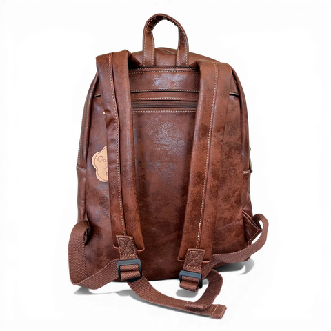 Cotton Road Backpack: BROWN PU Leather for Work & Trips