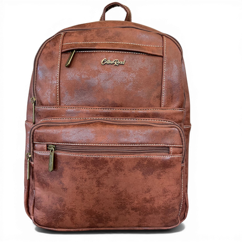 Cotton Road Backpack: BROWN PU Leather for Work & Trips