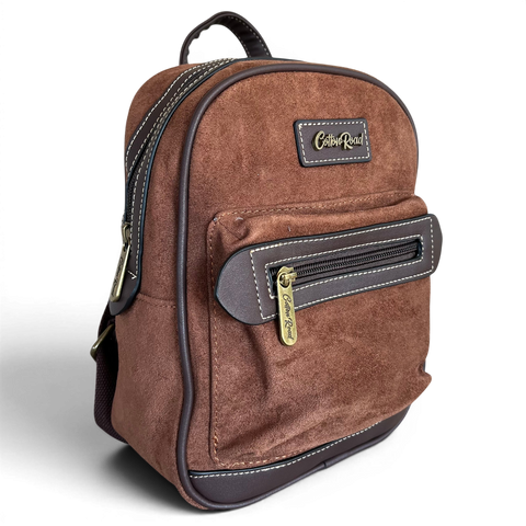 Cotton Road Backpack: BROWN SUEDE Mini PU Leather