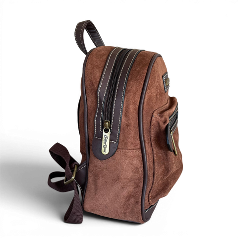 Cotton Road Backpack: BROWN SUEDE Mini PU Leather