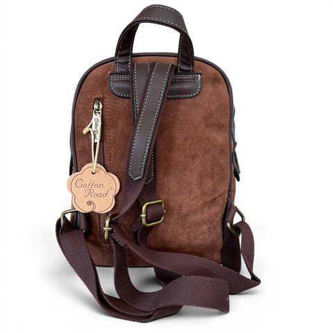 Cotton Road Backpack: BROWN SUEDE Mini PU Leather