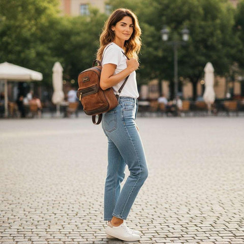 Cotton Road Backpack: BROWN SUEDE Mini PU Leather
