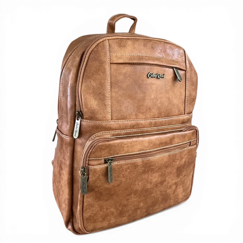 Cotton Road Backpack: CAMEL PU Leather