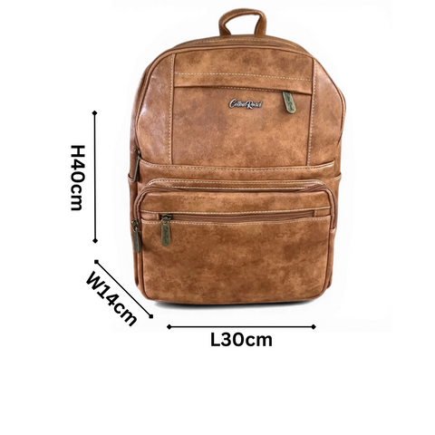 Cotton Road Backpack: CAMEL PU Leather