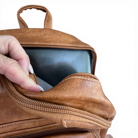 Cotton Road Backpack: CAMEL PU Leather