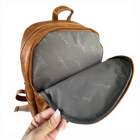 Cotton Road Backpack: CAMEL PU Leather