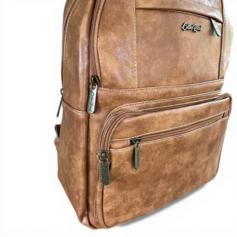 Cotton Road Backpack: CAMEL PU Leather