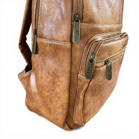 Cotton Road Backpack: CAMEL PU Leather