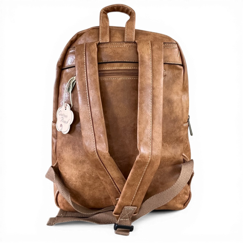Cotton Road Backpack: CAMEL PU Leather