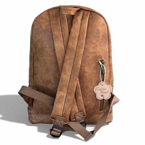 Cotton Road Backpack: CAMEL PU Leather Backpack