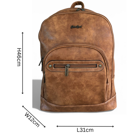 Cotton Road Backpack: CAMEL PU Leather Backpack